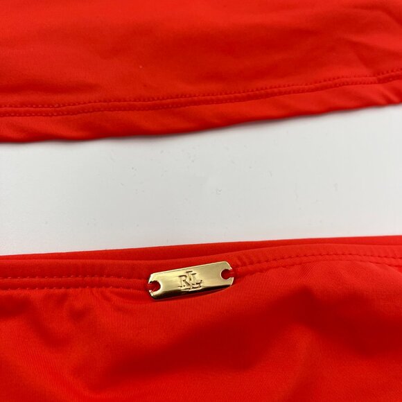 LAUREN Ralph Lauren Lace-Up Tubini Top & Hipster Bikini Bottoms Set Sunset 16 - Picture 6 of 10